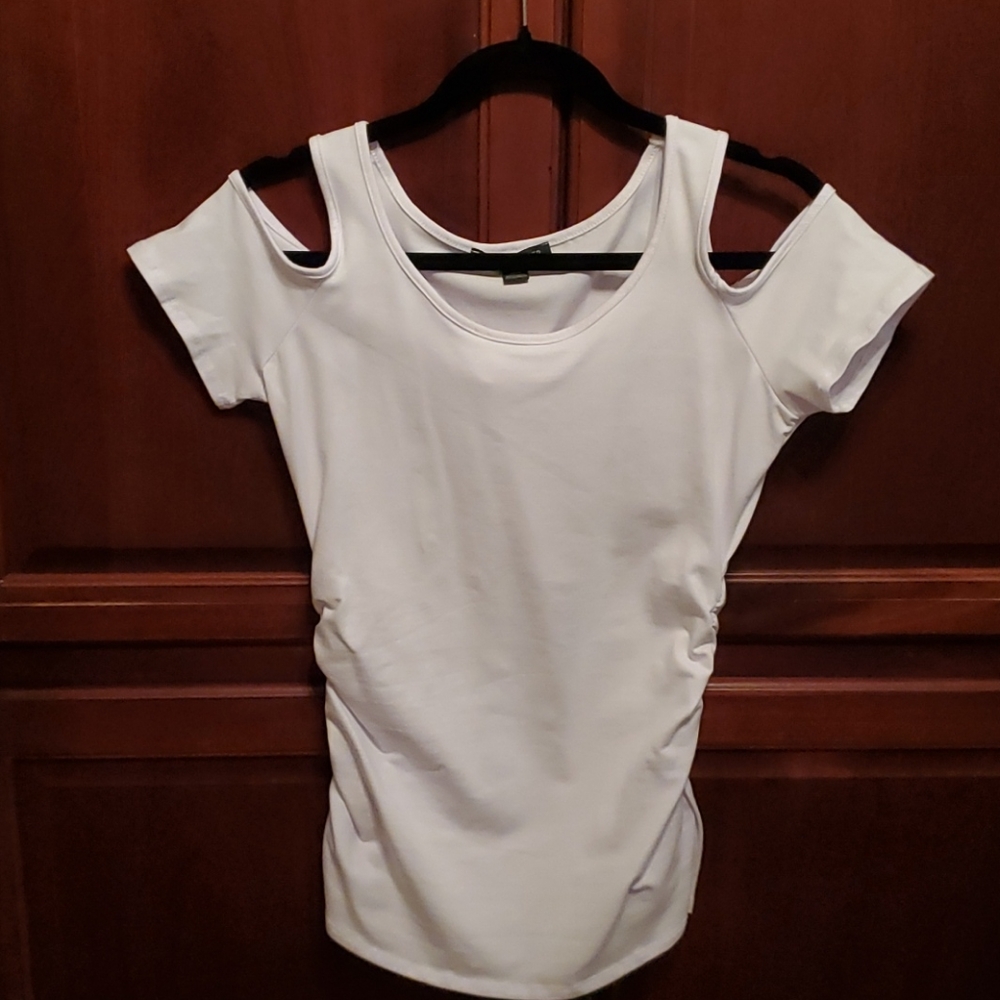 New White Cold Shoulder Top